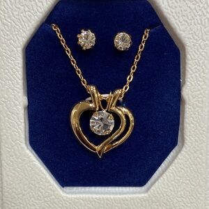 Gold Heart Necklace and Earring Set